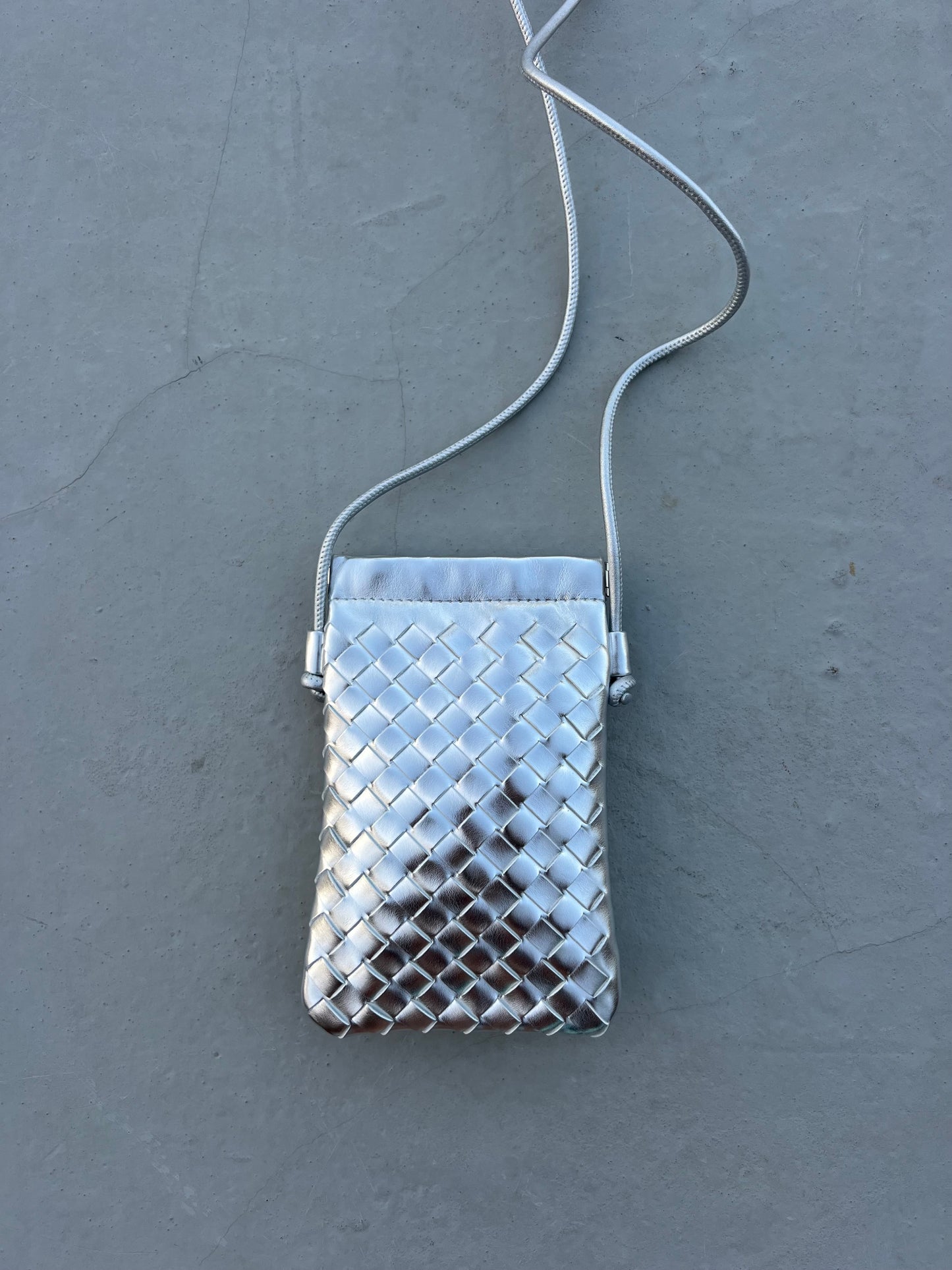 Silver Woven Mini Bag