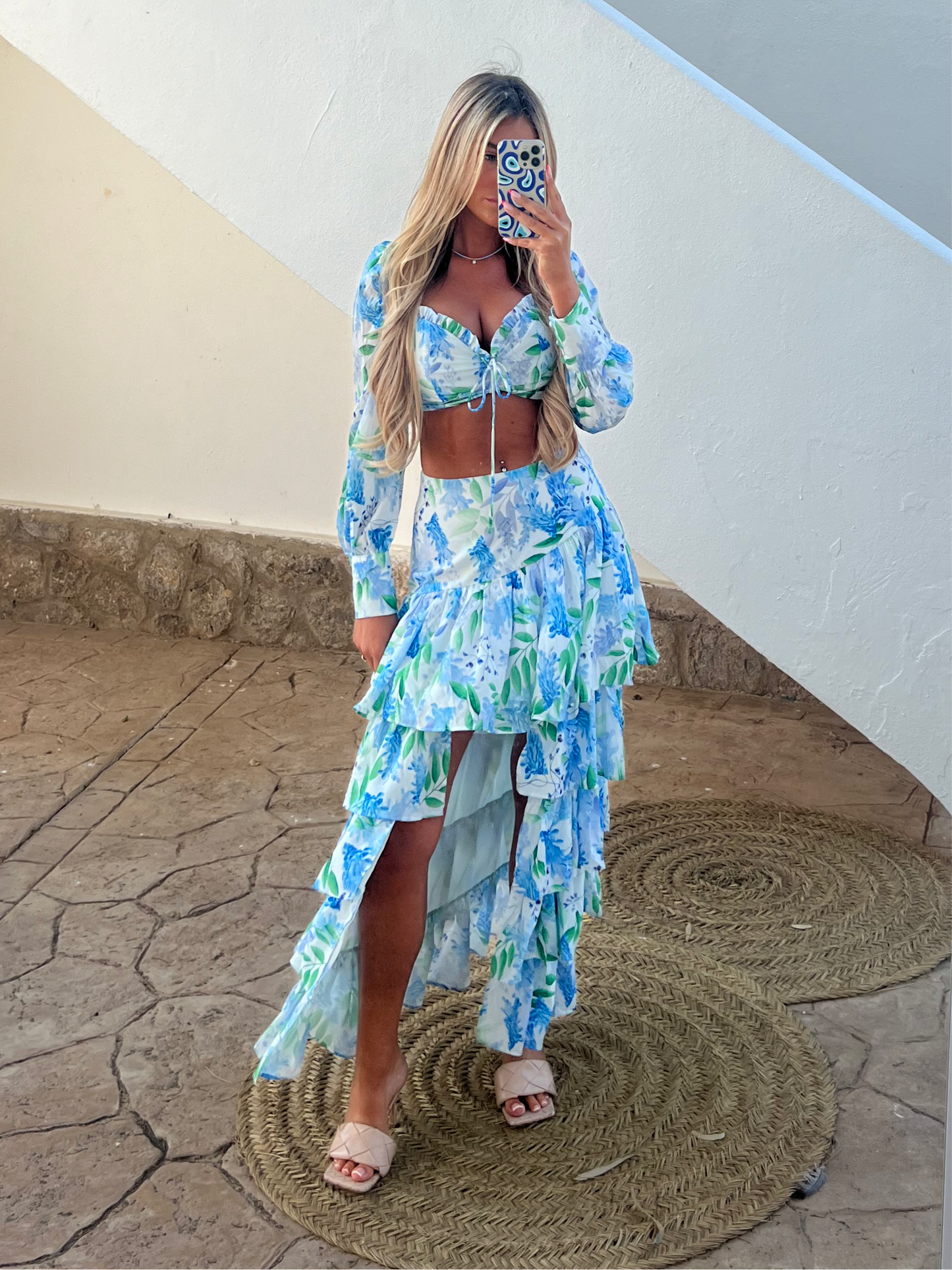 HALLIE Ruffle Set in Blue
