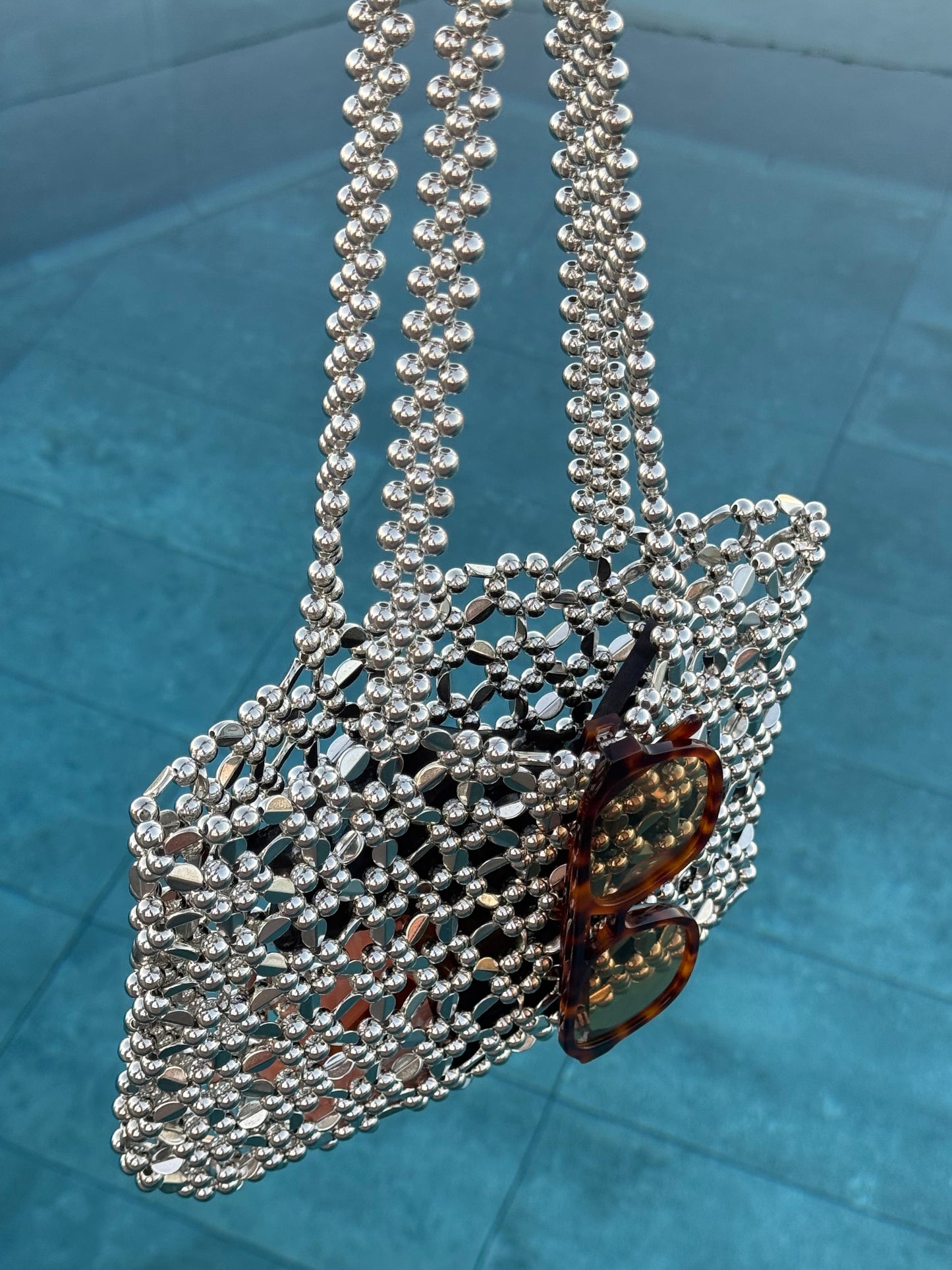Silver Beaded Bag