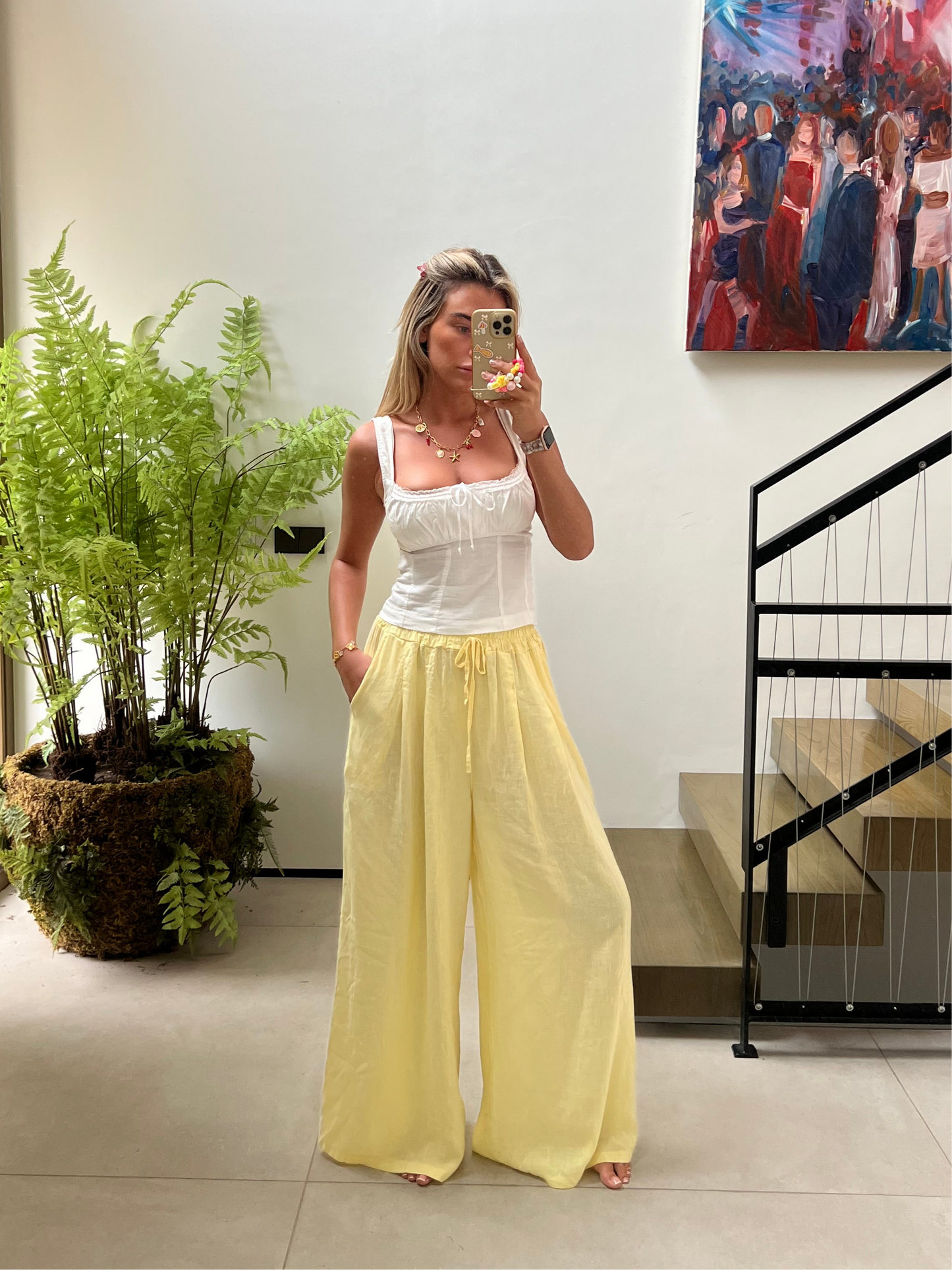 Sofia Linen Trousers -Buttermilk
