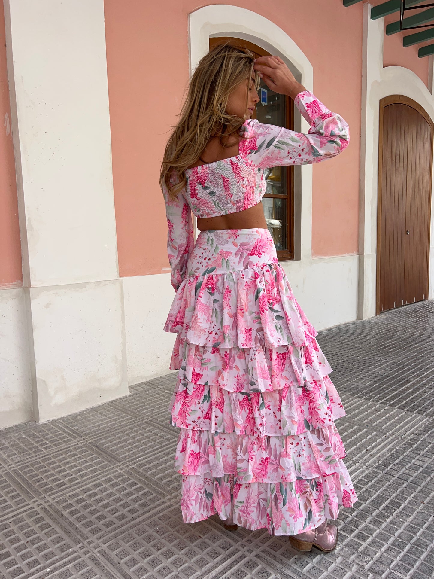 HALLIE Ruffle Set in Pink