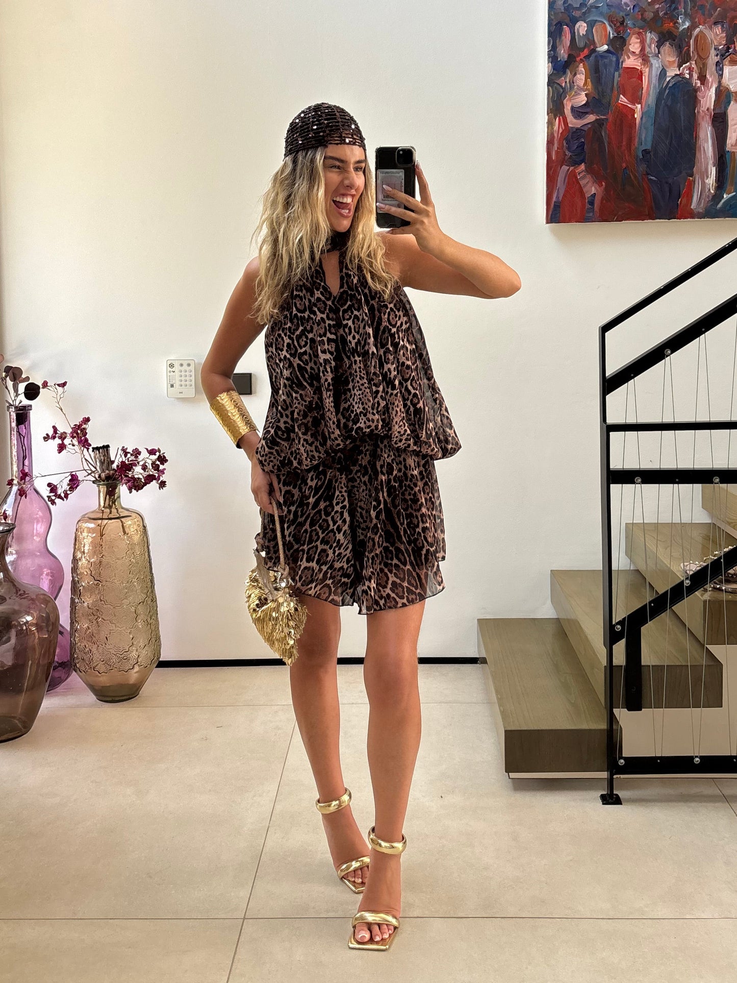 Lio Leopard playsuit