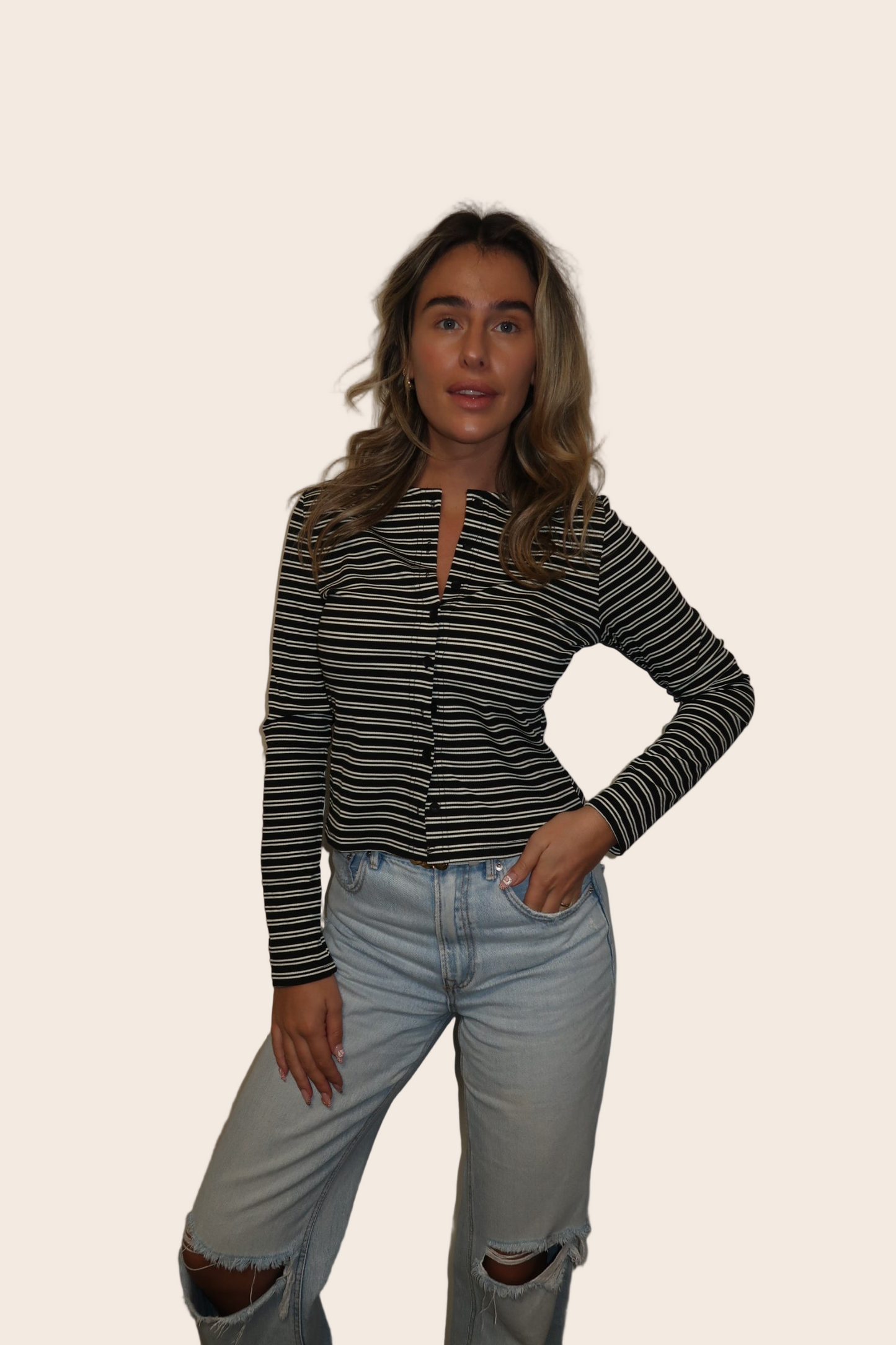 RIVIERA BUTTON-THROUGH TOP IN ESPRESSO