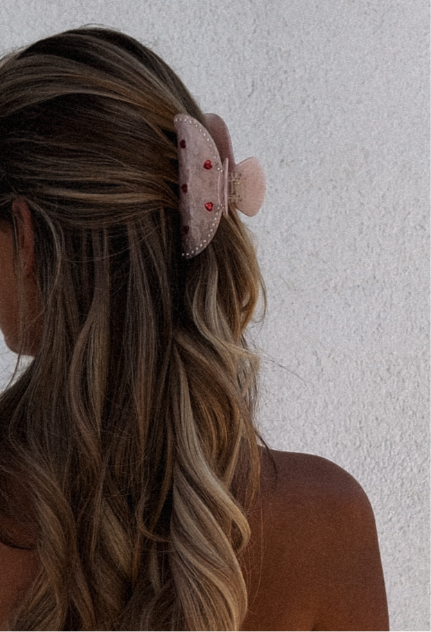 CHERRY Pink Marble Hair Clip