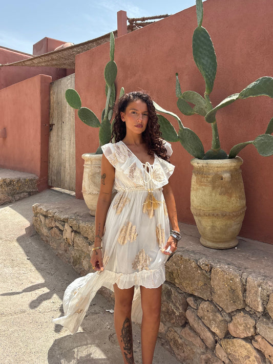 Golden Tide Dress in White