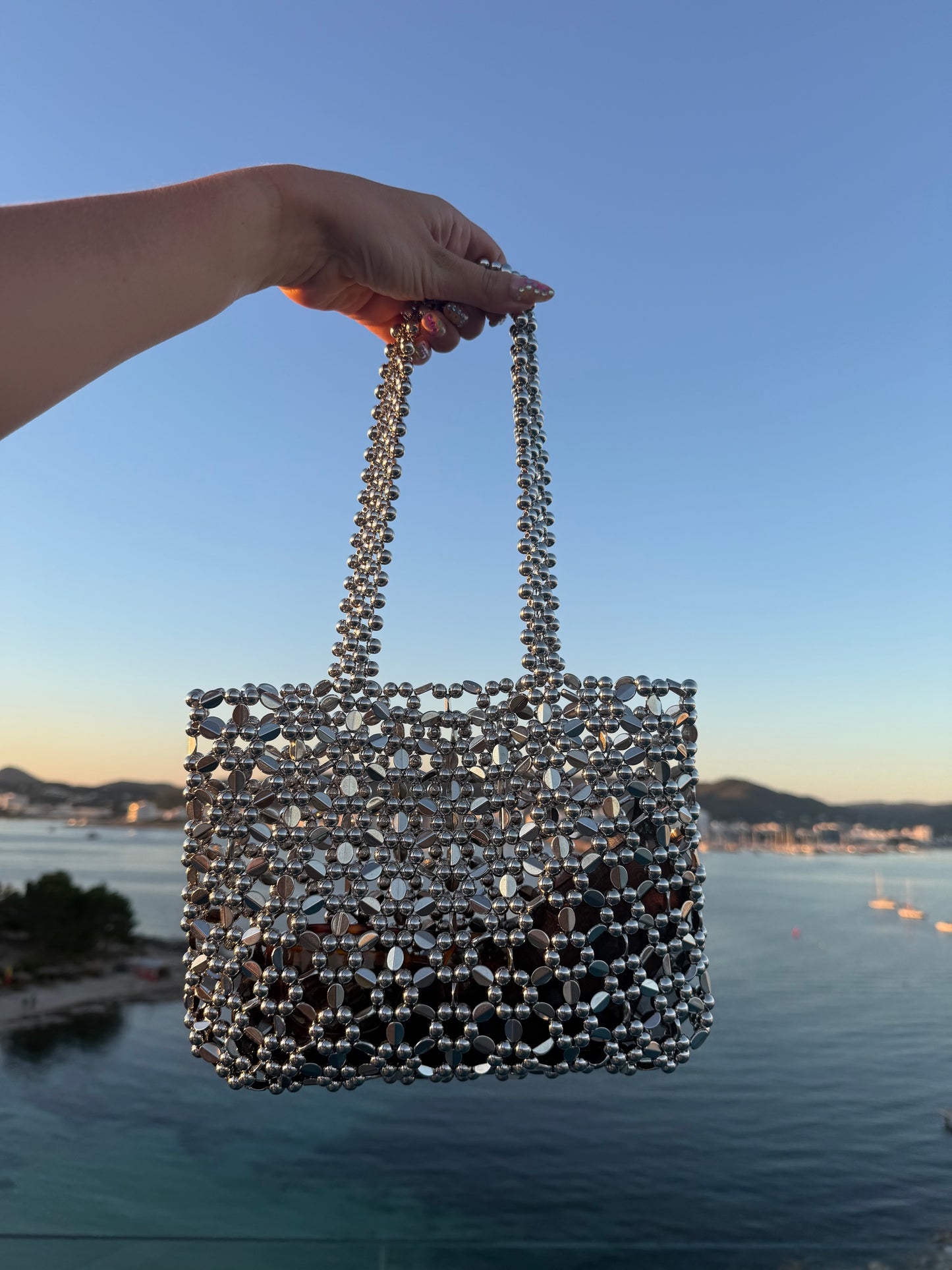 Silver Beaded Bag