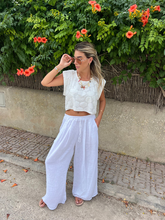 Sofia Linen Trousers -White