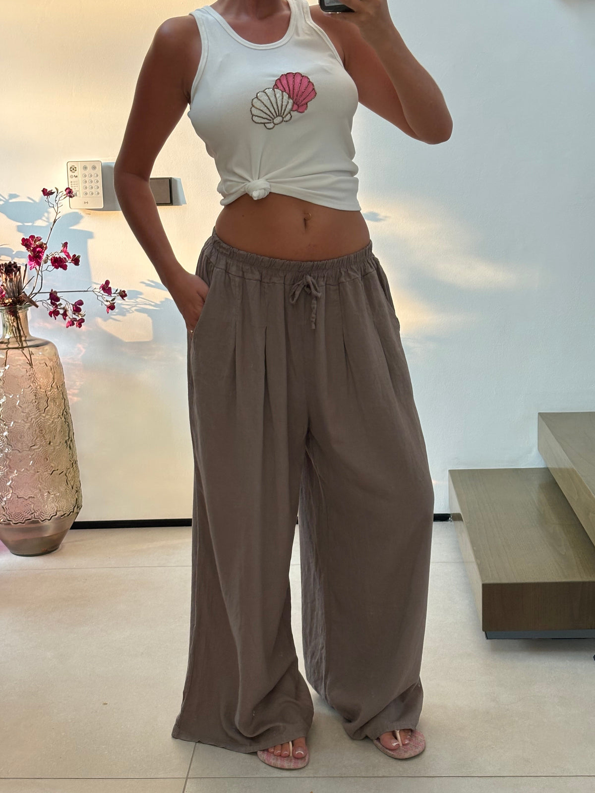 Sofia Linen Trousers -Taupe