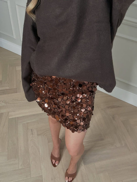 EMBER SEQUIN MINI SKIRT IN BRONZE