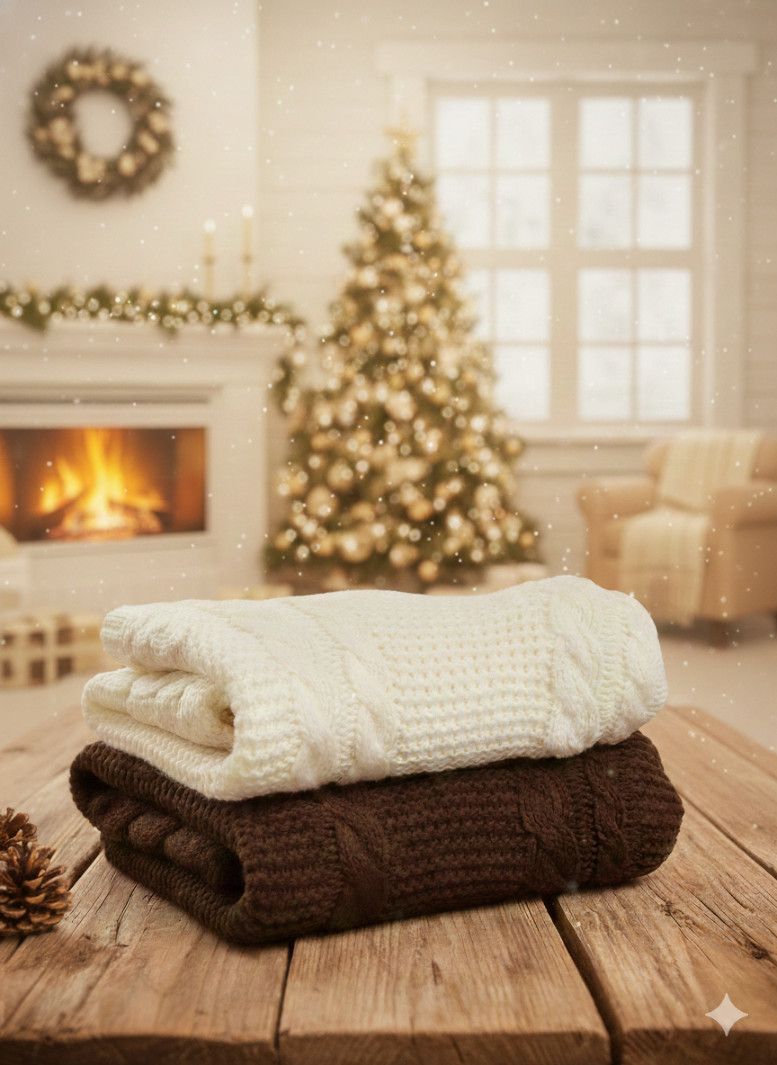 CLOUD CHUNKY CABLE KNIT SWEATER IN COFFEE