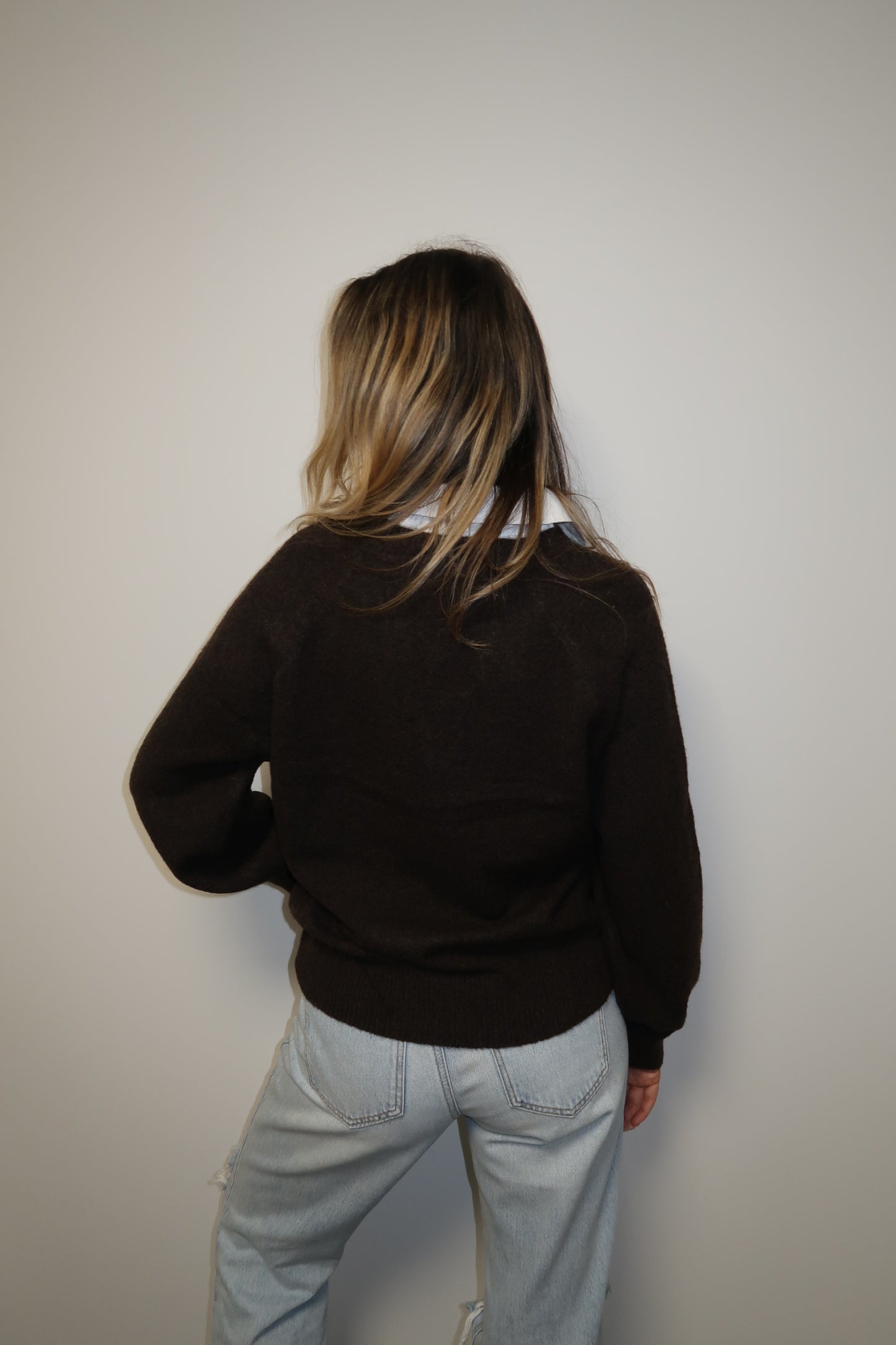 COLLARED KNIT IN BRUSHED COCOA