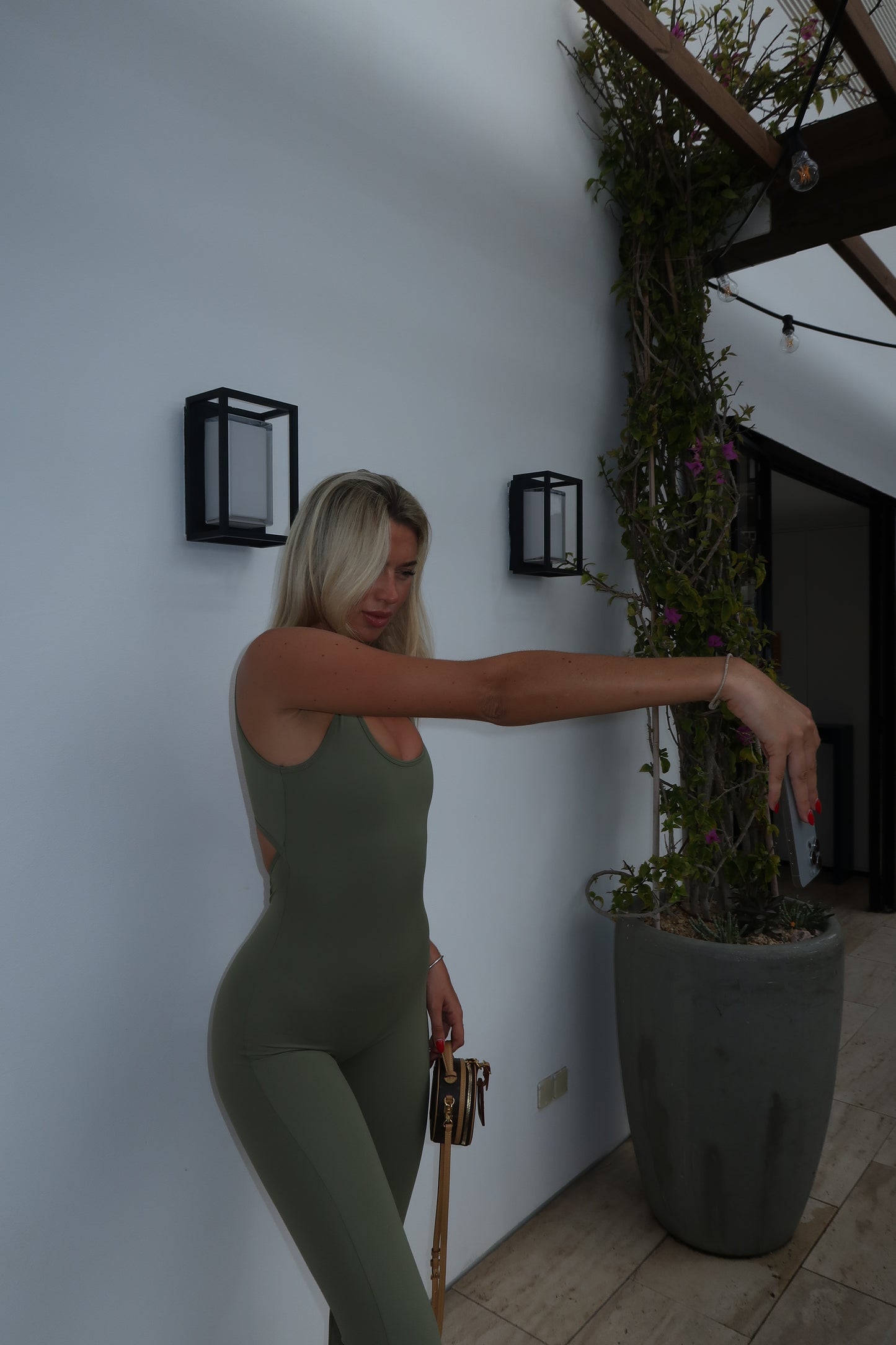 SOPHIE Flared Full Length Unitard in Olive