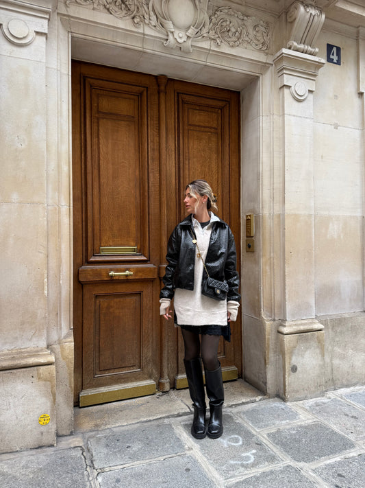 TAUPE COLLARED KNIT DRESS