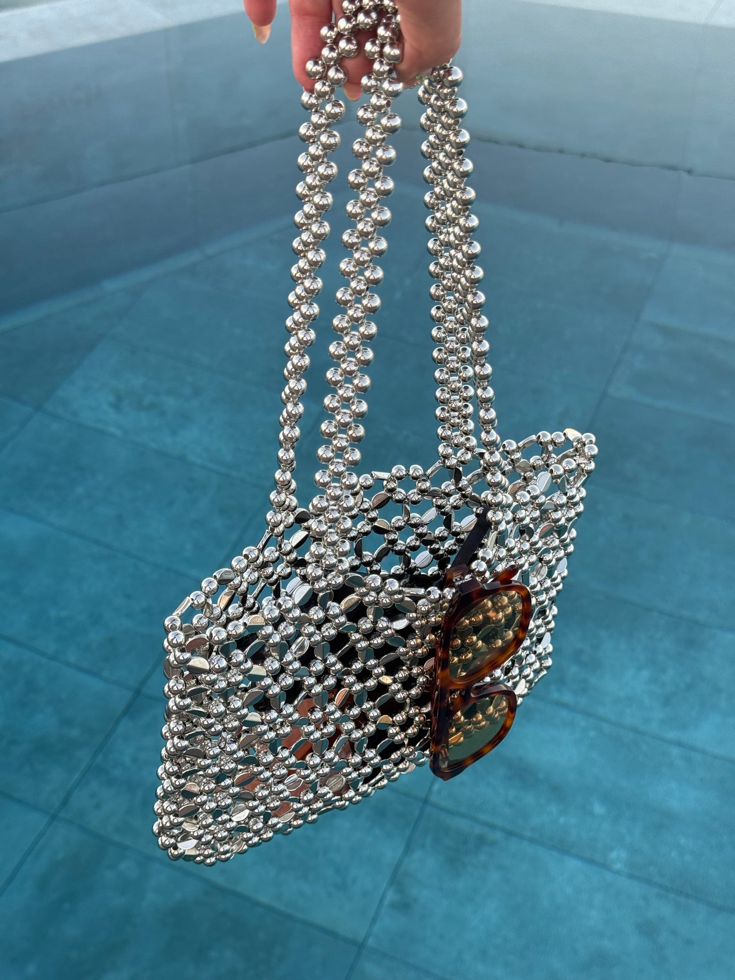 Silver Beaded Bag