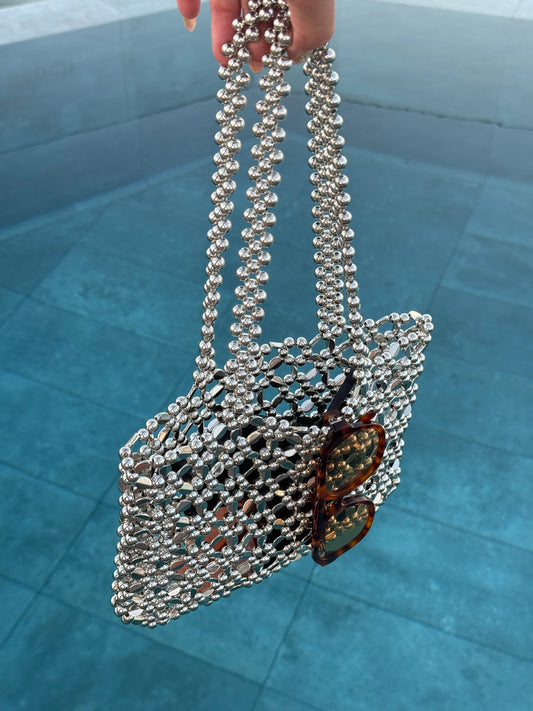 Silver Beaded Bag