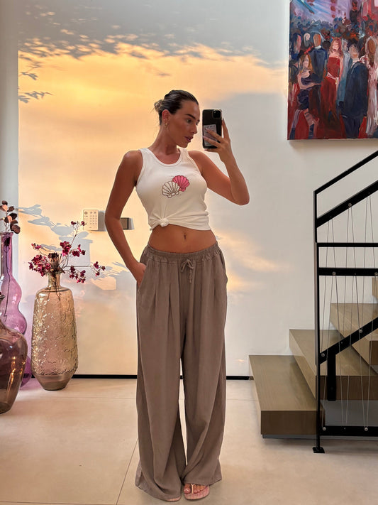 Sofia Linen Trousers -Taupe