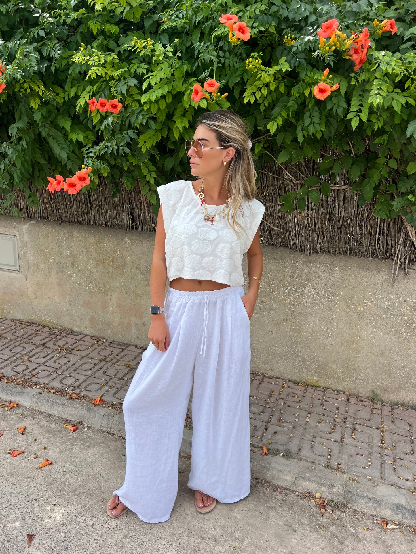 Sofia Linen Trousers -White