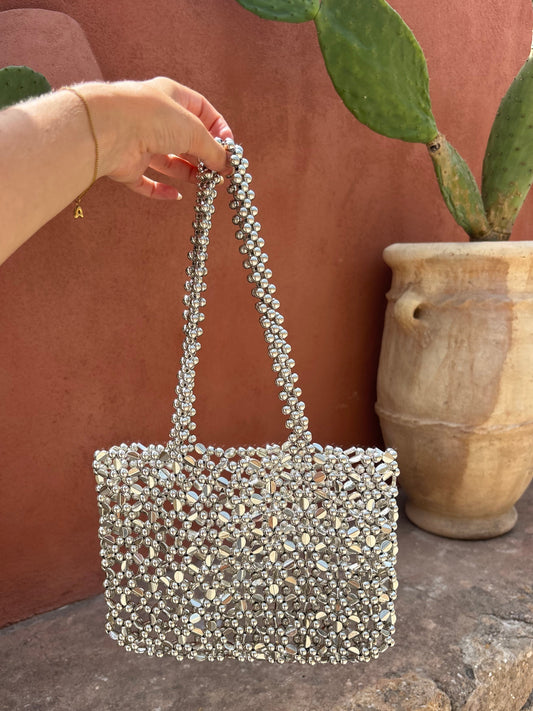 Silver Beaded Bag