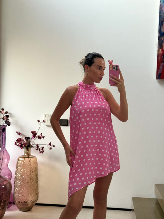 Cala Conta Polka Dot Mini Dress Pink