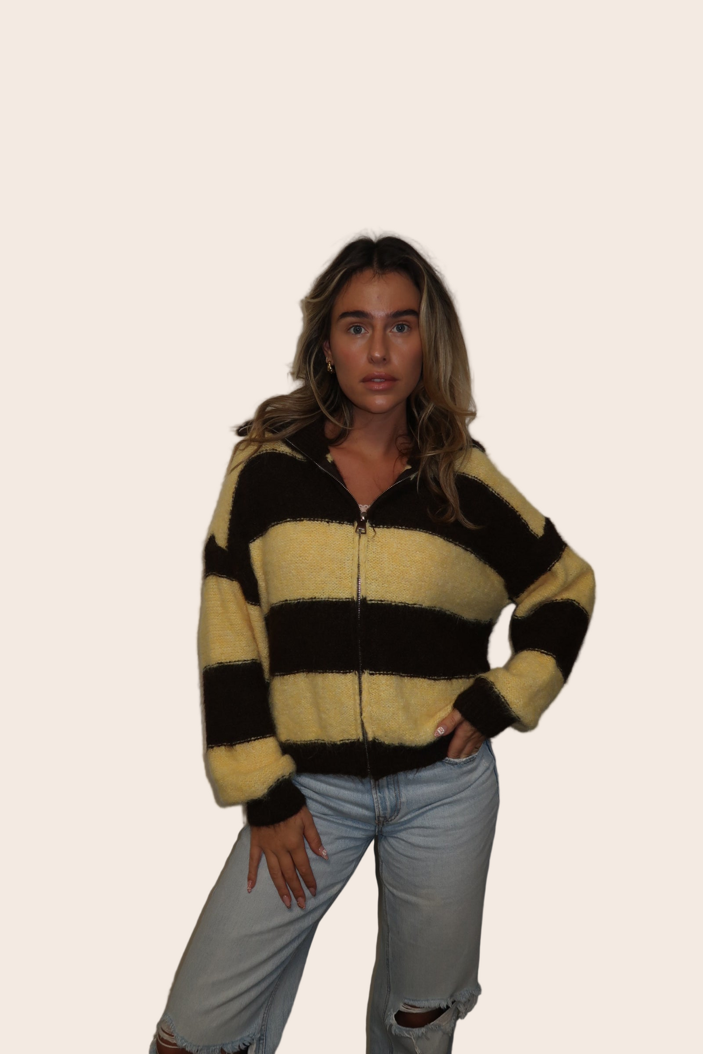 BROWN AND BUTTER STRIPE HONEYBEE KNIT