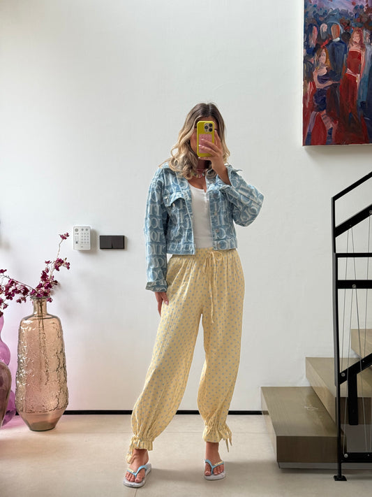 Candy Dot Cotton Trousers -Yellow & Blue
