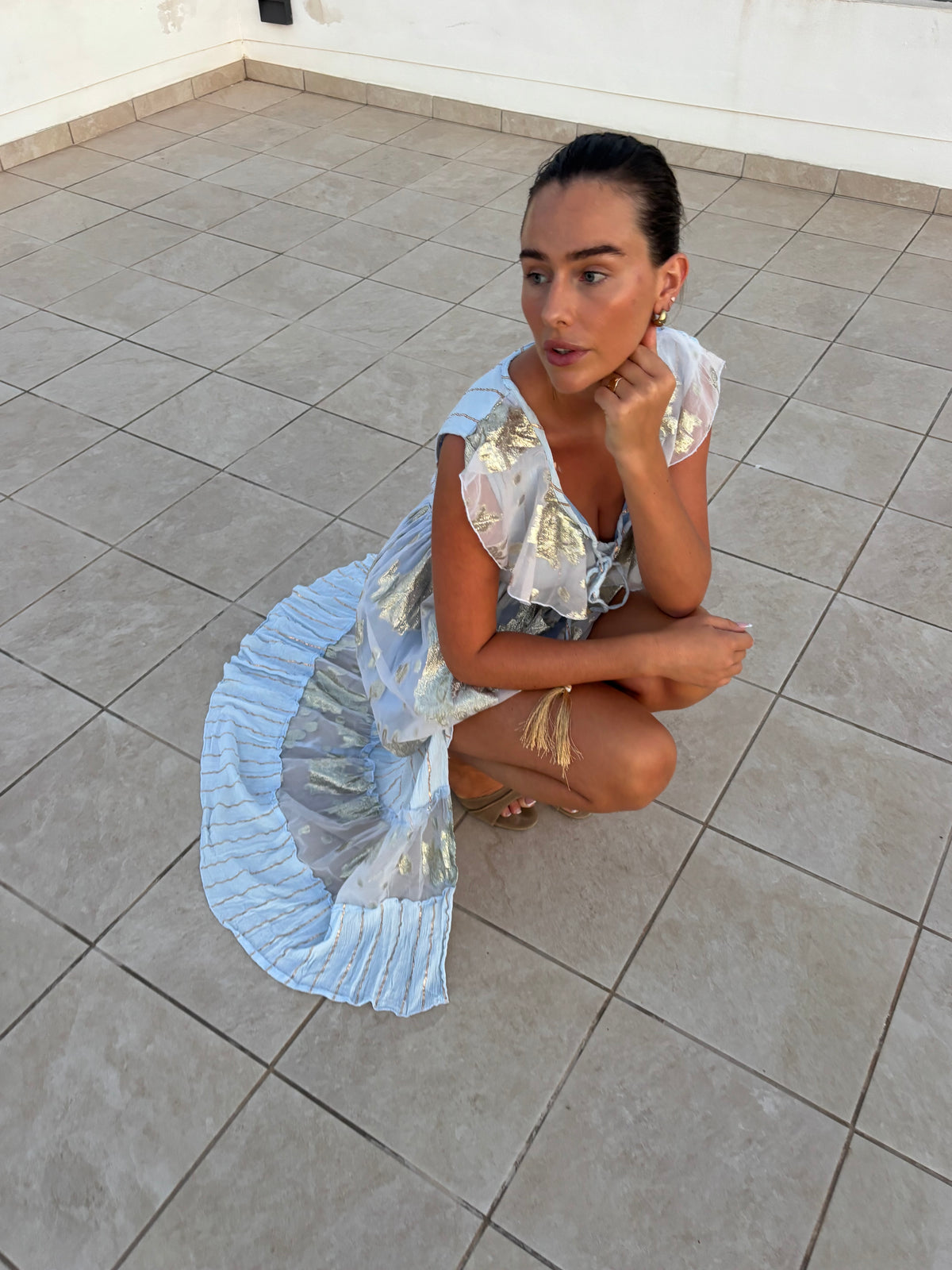 Golden Tide Dress in Sky Blue