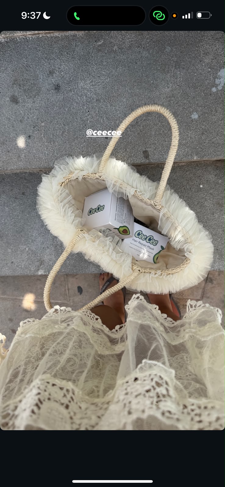 White Tulle Beach Bag