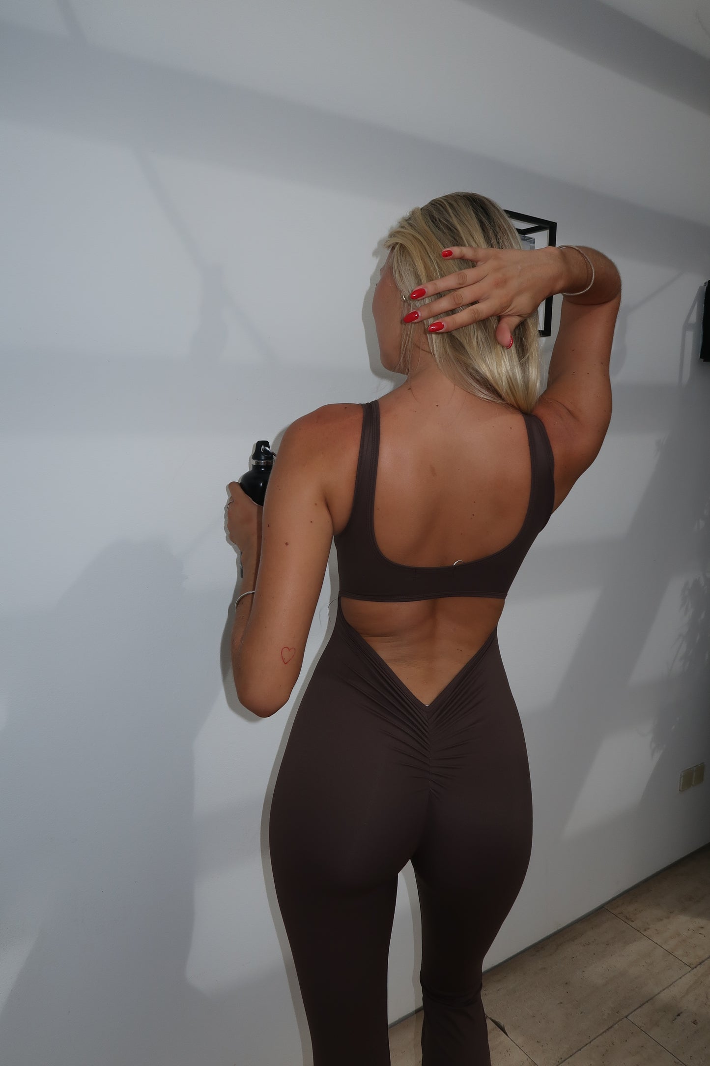 SOPHIE Flared Full Length Unitard in Chocolate