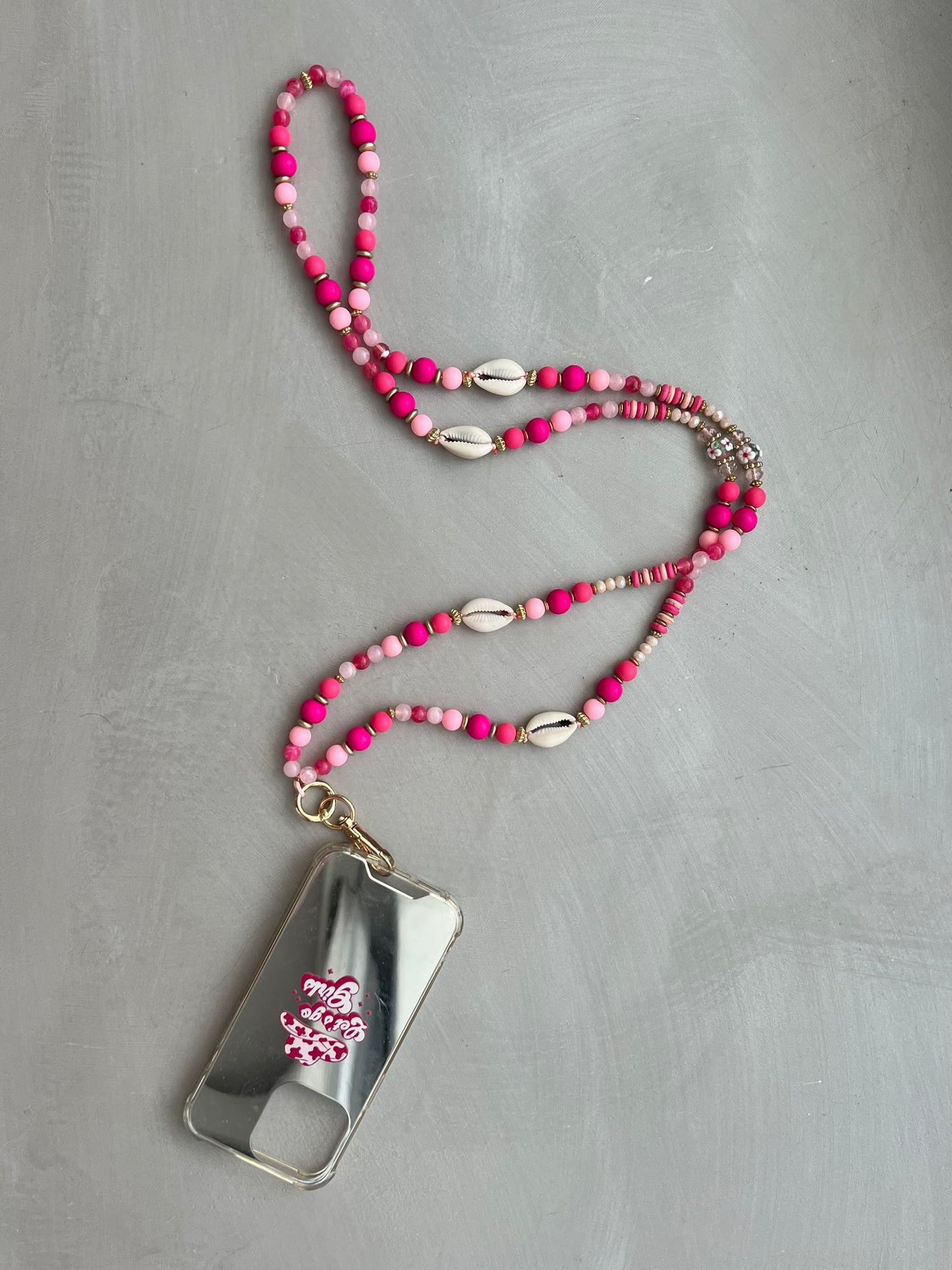 Guardian Angel Phone Chain -Hot pink