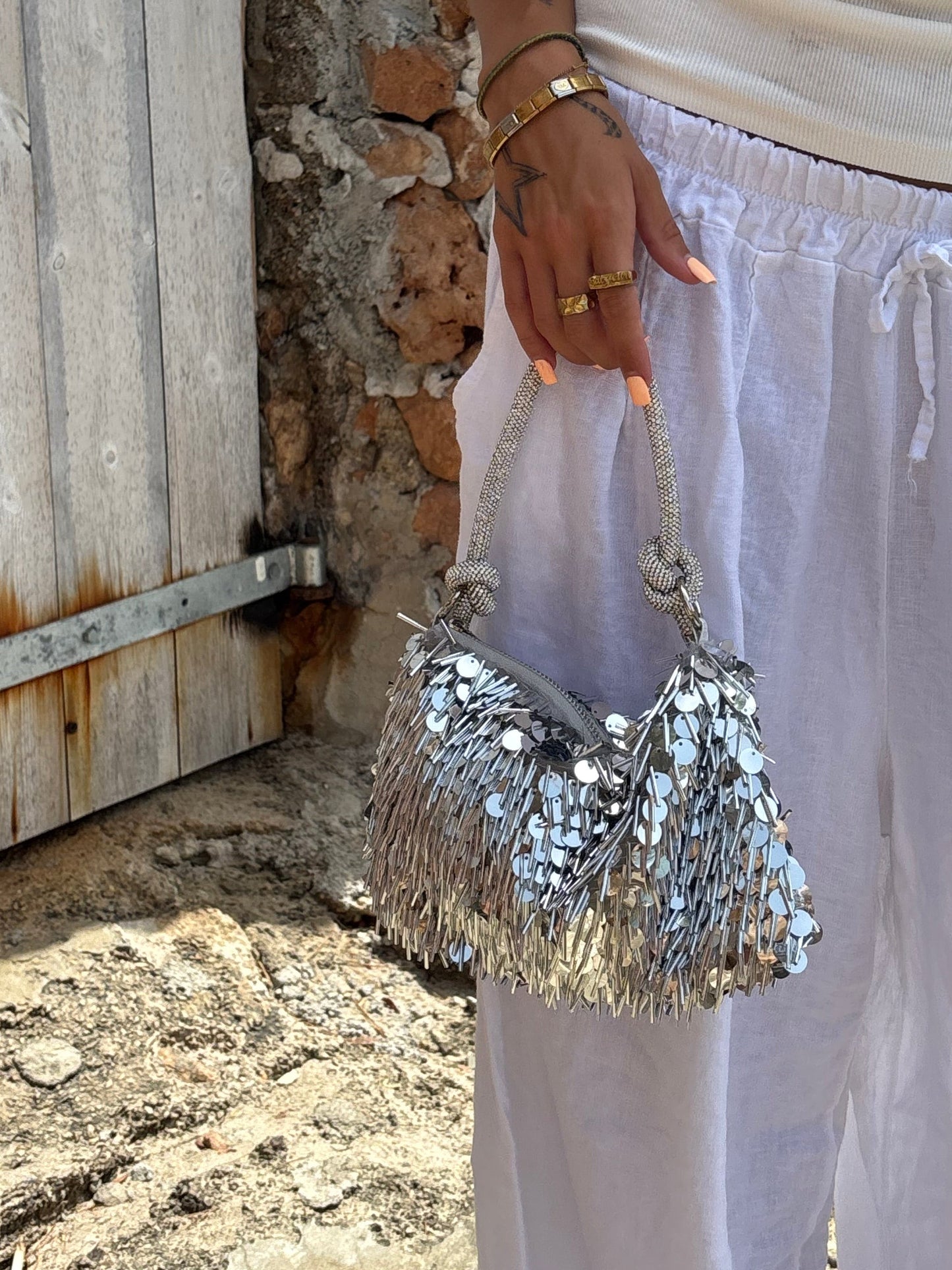 Silver Disco Bag