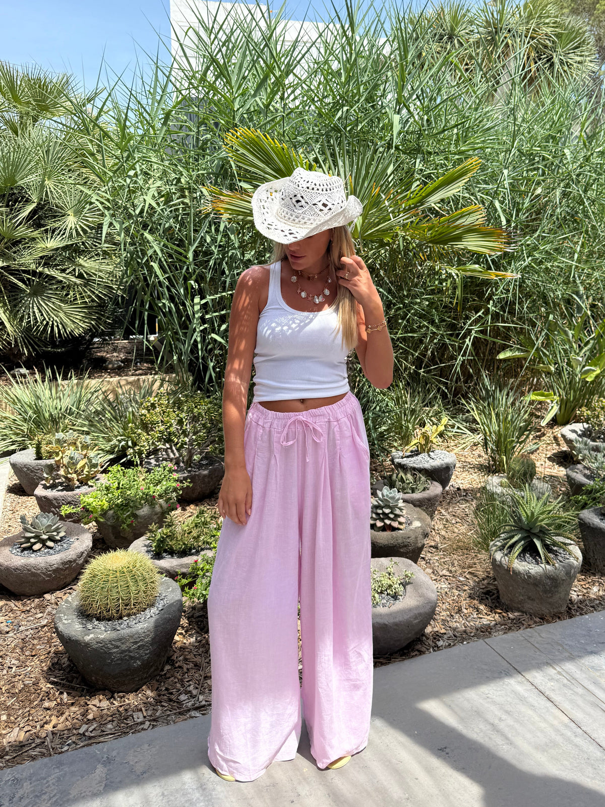 Sofia Linen Trousers -Pink