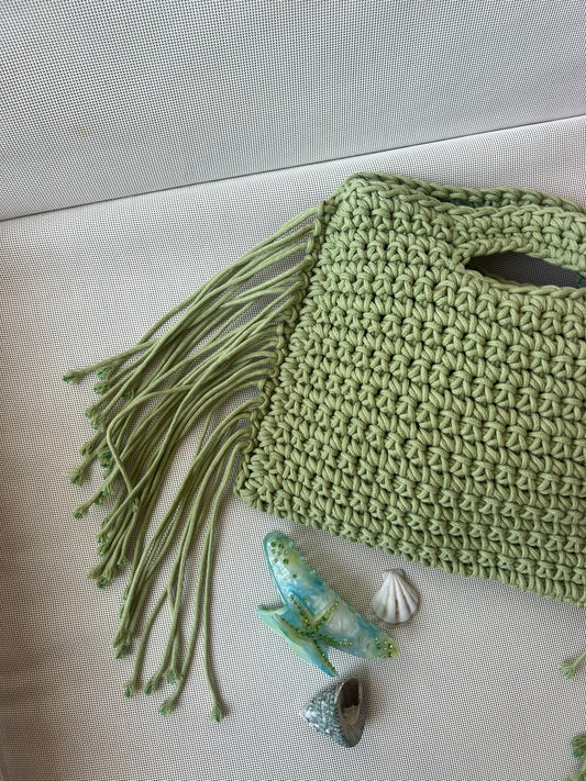 ST.JORDI Crochet Tassel Bag -Apple Green