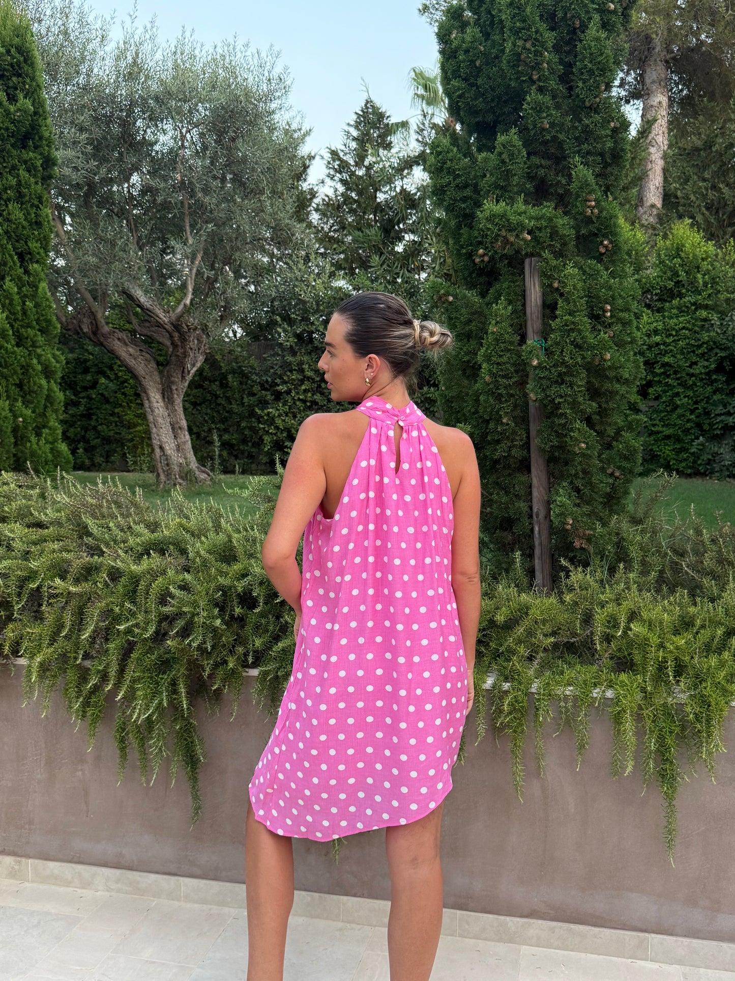 Cala Conta Polka Dot Mini Dress Pink