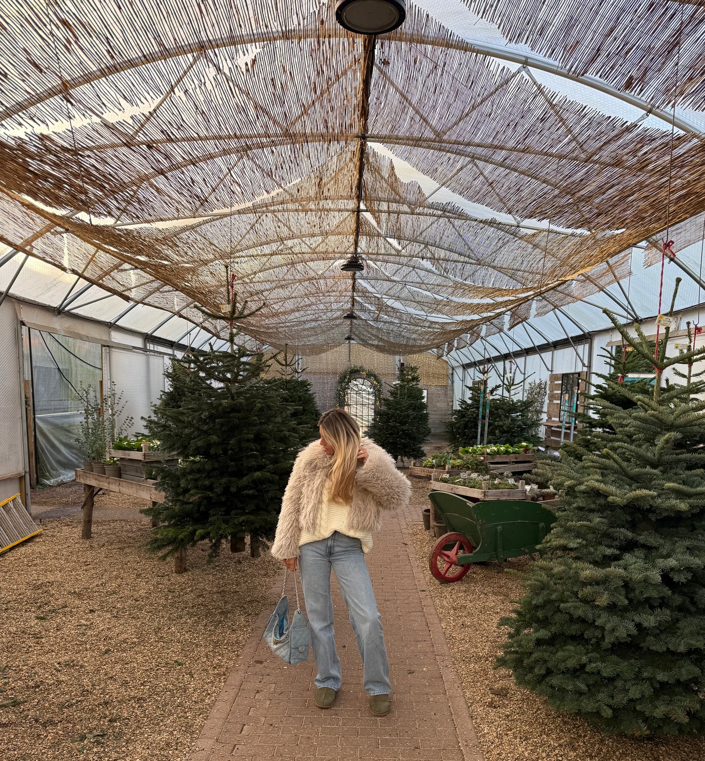 LUXURY VEGAN MONGOLIAN CROPPED JACKET IN OYSTER