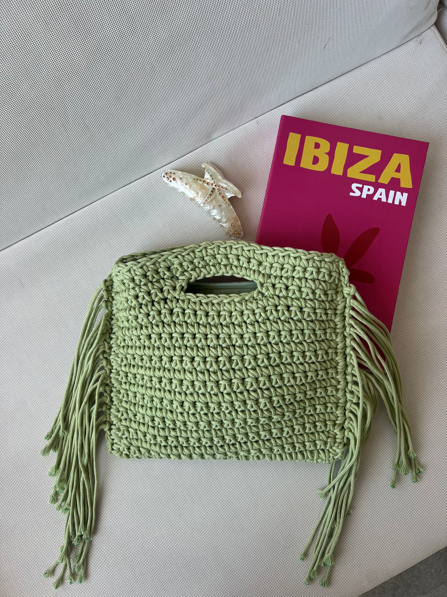 ST.JORDI Crochet Tassel Bag -Apple Green